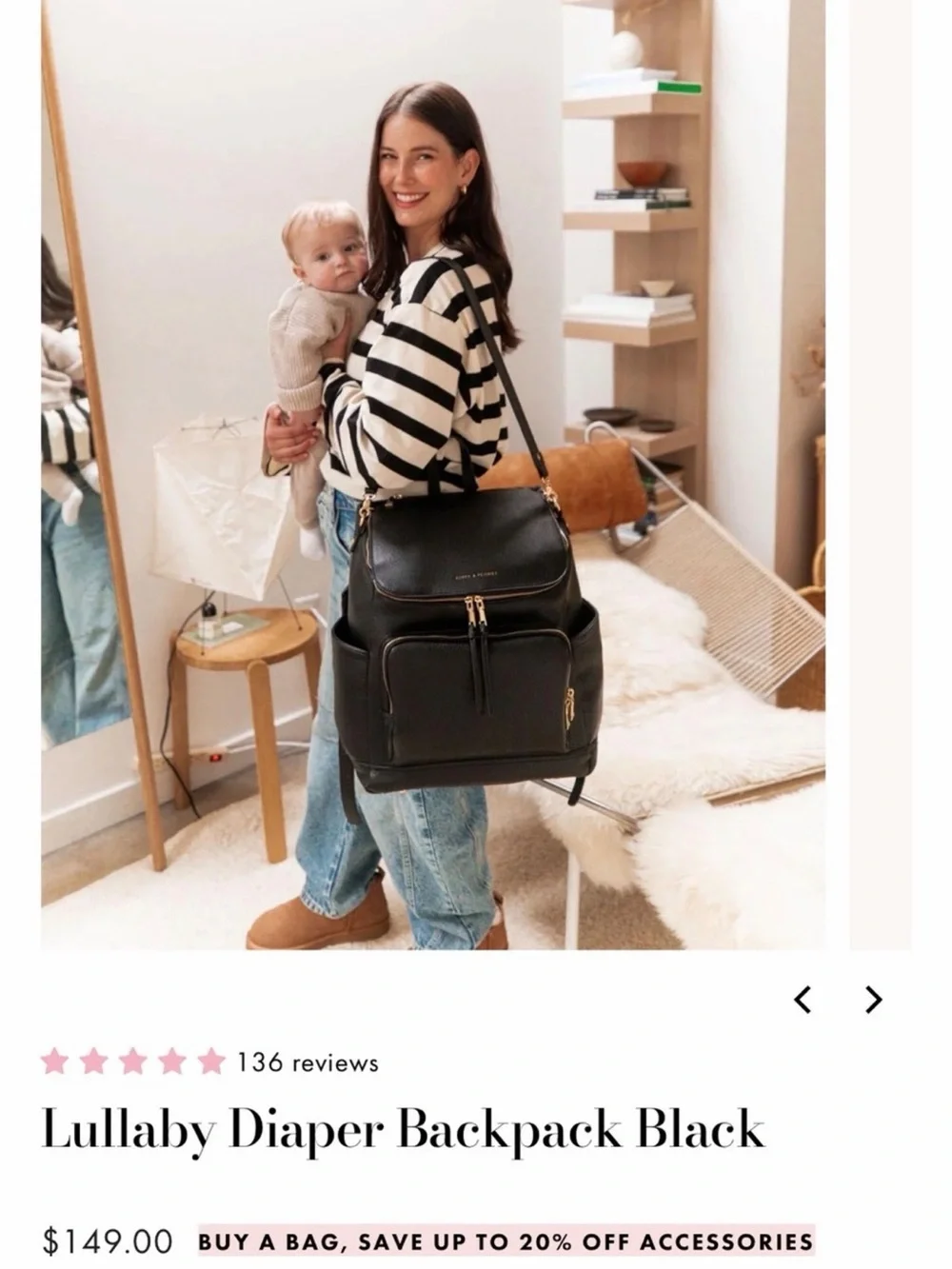 Poppy & Peonies Lullaby Diaper Backpack - Black
